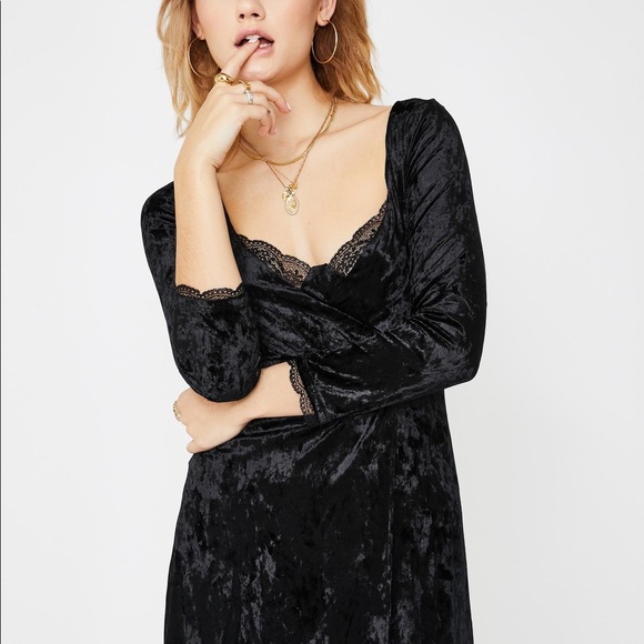Free People Black Kat Soft Velvet Mini Dress - Picture 6 of 14